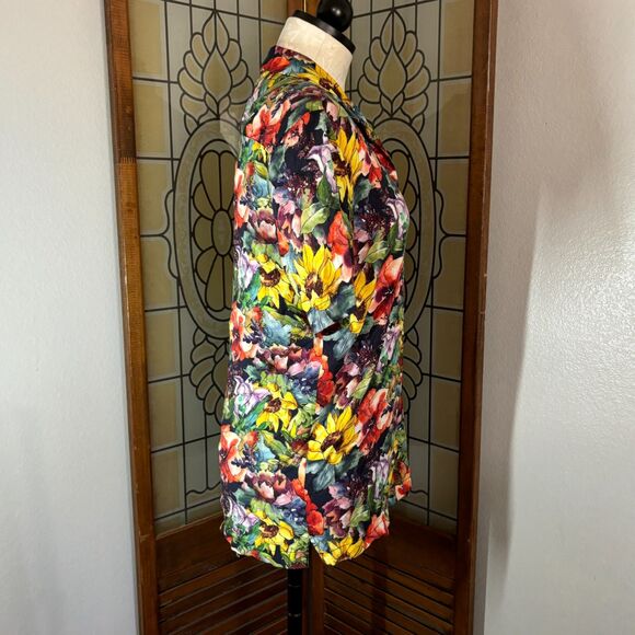 Denim & Flower Men's Comfort Viscose Button Up Shirt Floral Colorful Size M - Picture 2 of 10